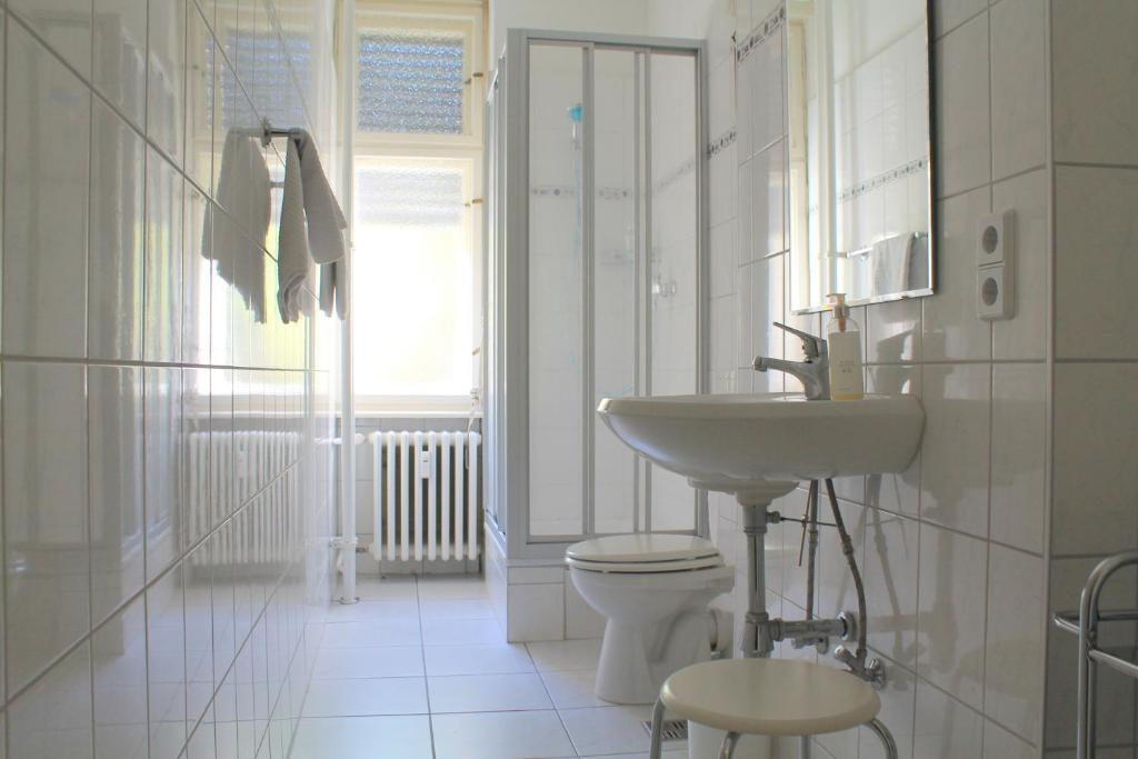 Koupelna v ubytování Hotel Hansablick