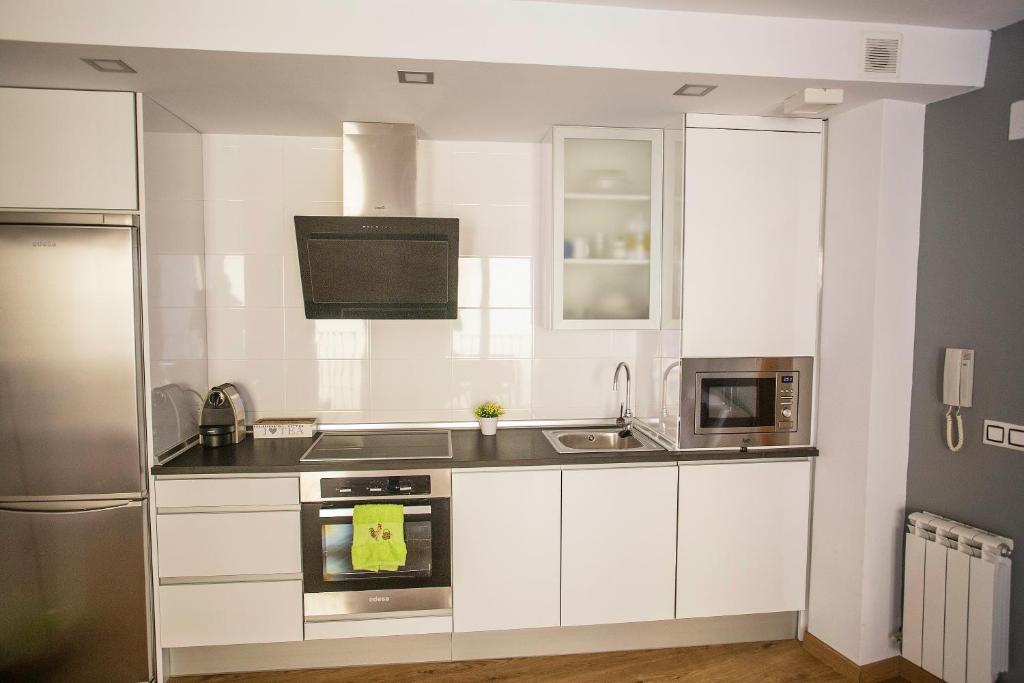 Kuchyň nebo kuchyňský kout v ubytování Apartamentos Amaiur 2