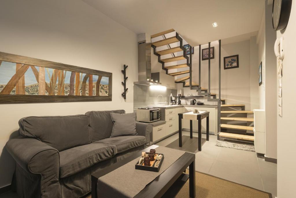 Et opholdsområde på Annita's Cozy Loft Volos