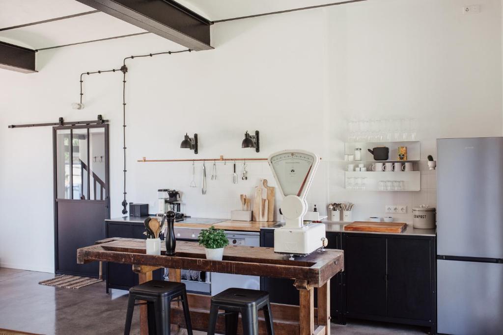 Nhà bếp/bếp nhỏ tại Urlaub im Alten Kutscherhaus