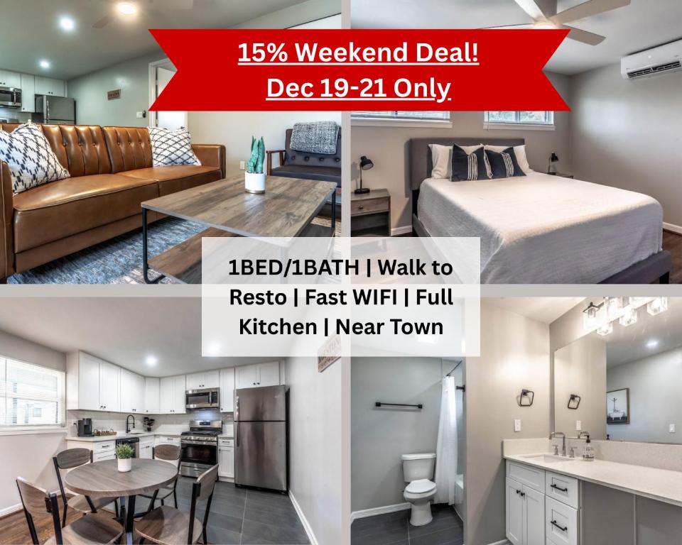 Kuchyň nebo kuchyňský kout v ubytování Book Now & Save 10 off Fast Wifi Near City -16