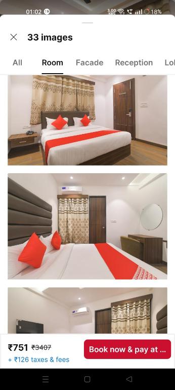 two pictures of a hotel room with a bed at Hotel The Rudraksh inn in Indore