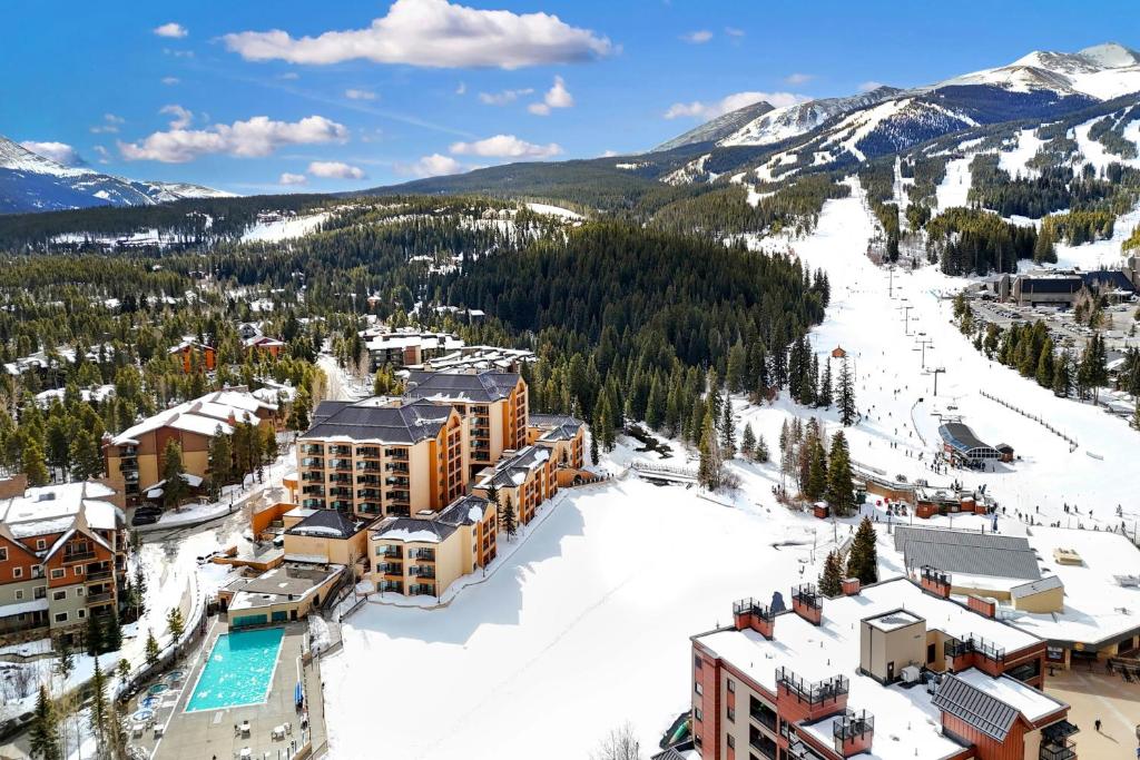 an aerial view of a resort in the snow at Marriott's Mountain Valley Lodge at Breckenridge in Breckenridge