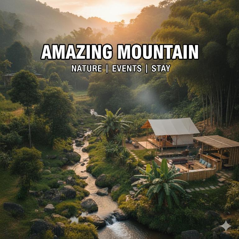 an image of a river with the words amazing mountainnature i events i stay at Amazing Mountain Camping, Bar&Grill in Ban Pang Hai