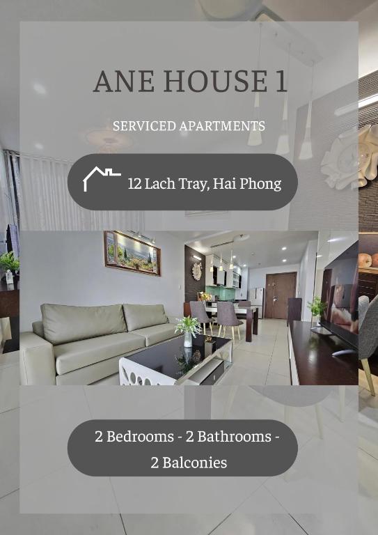 a collage of photos of a living room and a dining room at AnE House 1 - Spacious 2BR Apartment 69m2 - SHP Plaza - Hai Phong City Center in Hai Phong