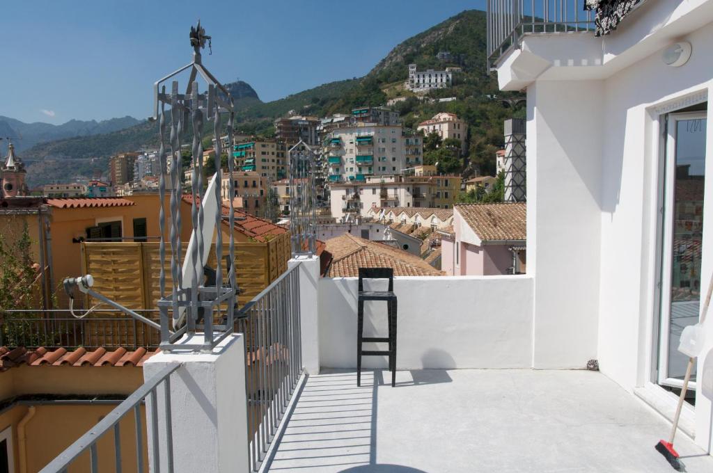 
a view from a balcony of a balcony overlooking a city at Casa Maria in Salerno
