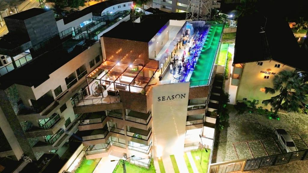 an overhead view of a building at night at Season Smart Flat Ipojuca in Porto De Galinhas