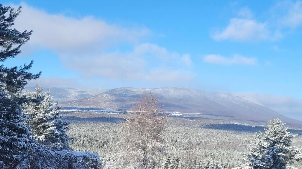 una vista di una montagna innevata in lontananza di Gîte champêtre Chesham a Notre-Dame-Des-Bois