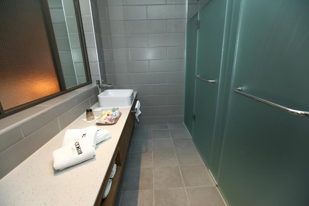 Koupelna v ubytování Bricks Hotel