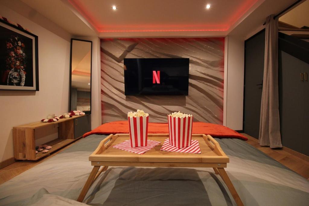 TV a/nebo společenská místnost v ubytování L'adorable