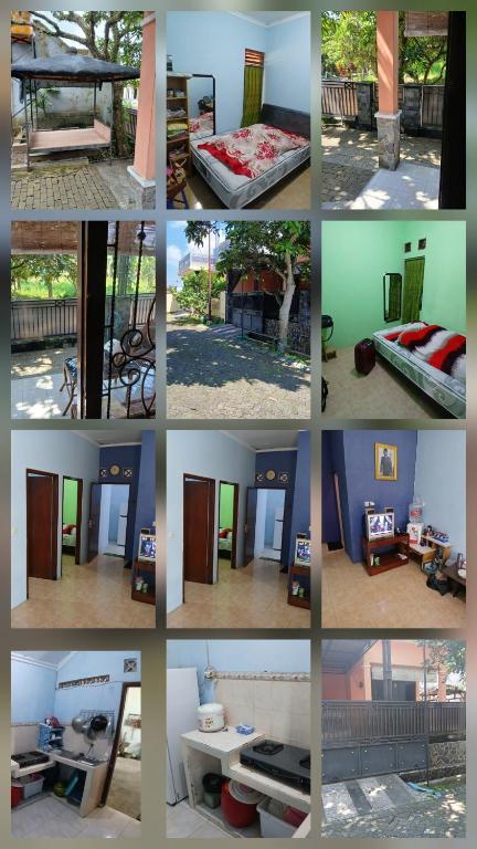 a collage of pictures of a bedroom and a bed at Mangga in Sengkaling