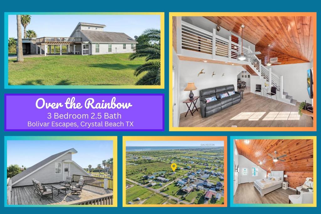 un collage di foto di una casa di Over the Rainbow a Crystal Beach