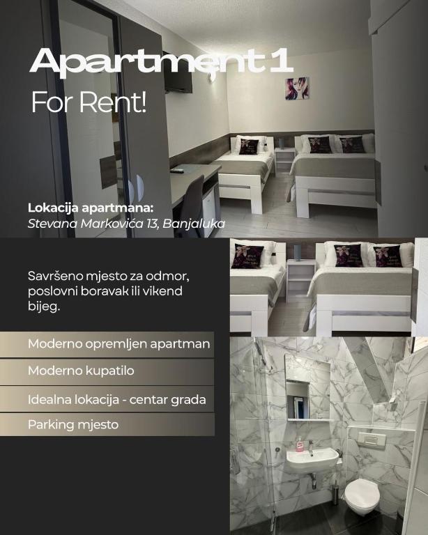 a brochure for a hospital room with beds in it at Banja Luka Arcadia in Banja Luka