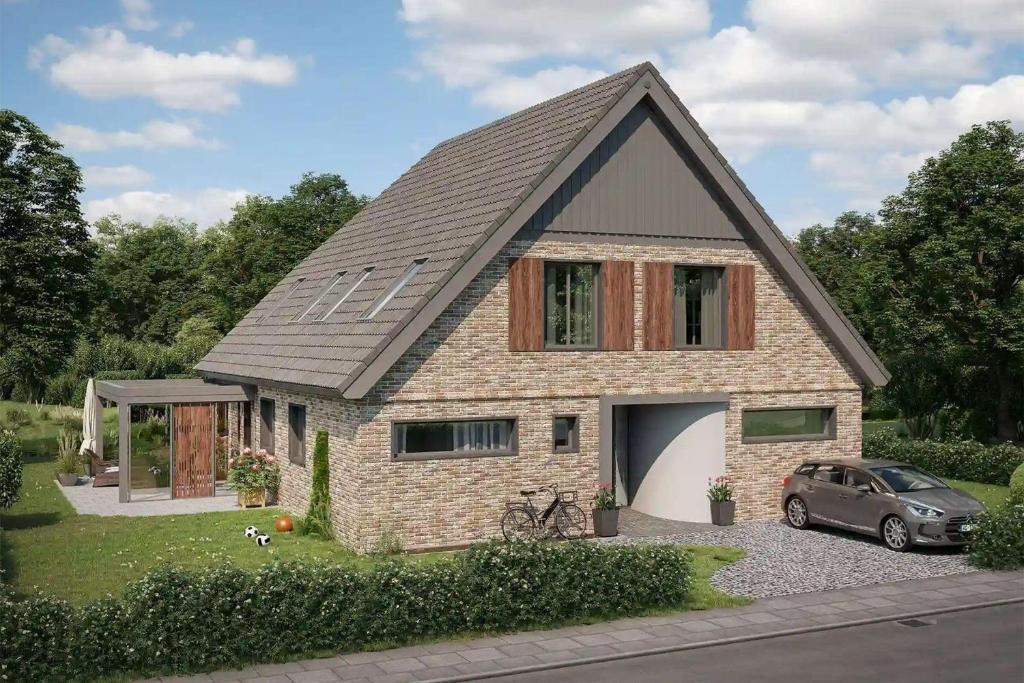 een model van een huis met een auto ervoor bij Die-perfekte-Ferienvilla in Butjadingen