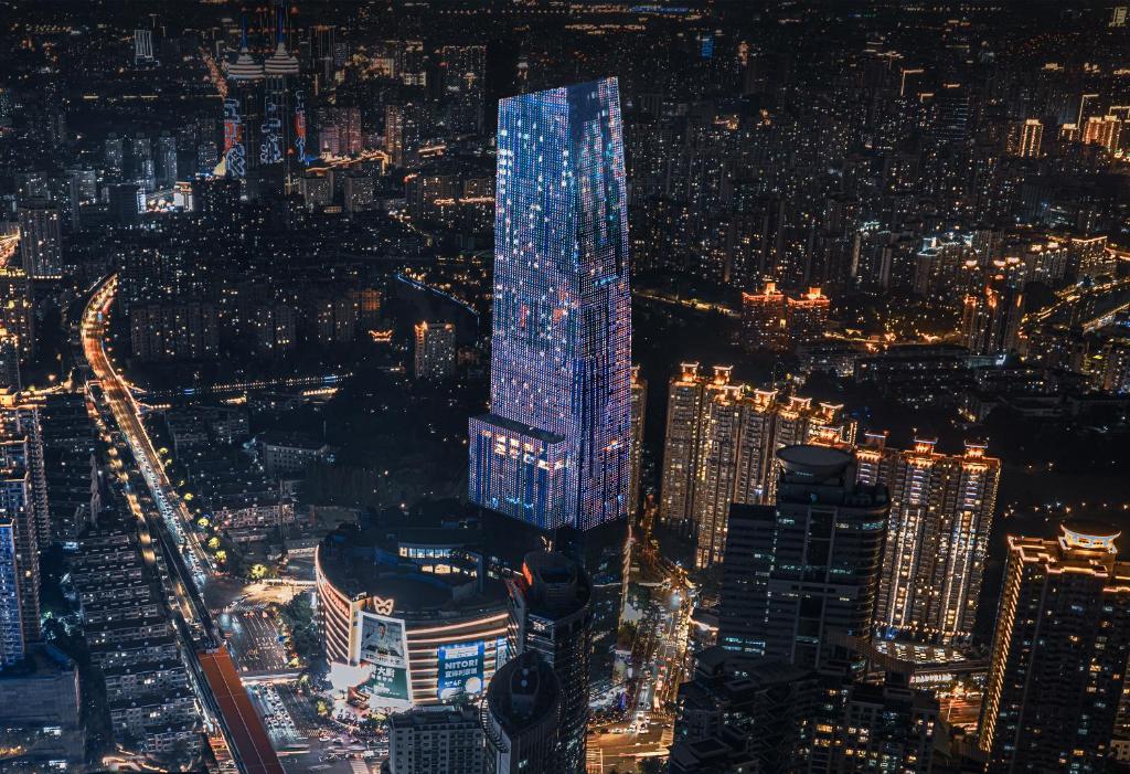 Γενική άποψη της πόλης Σαγκάη ή θέα της πόλης από  αυτό το ξενοδοχείο