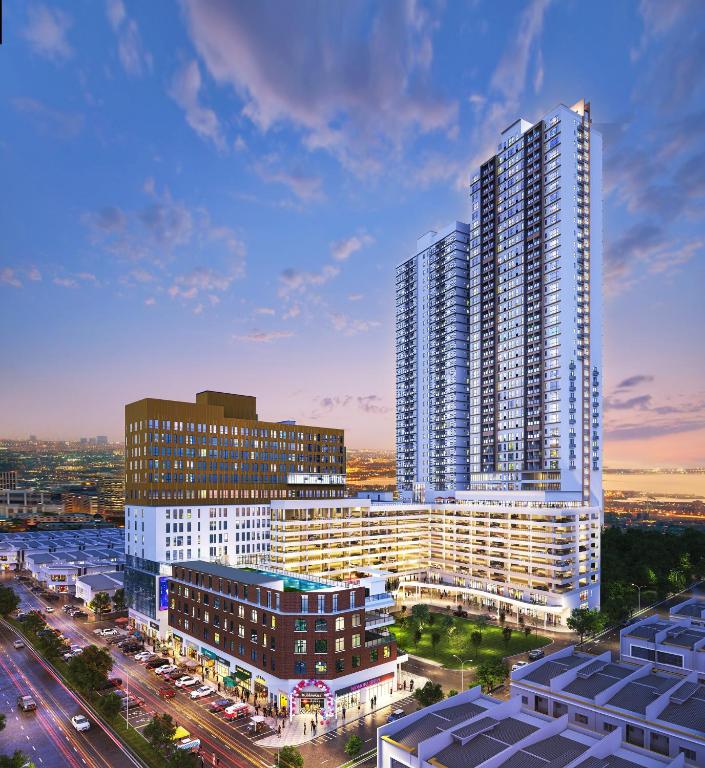 a view of a city with tall buildings and traffic at Asteria Melaka by Attic Suite in Malacca
