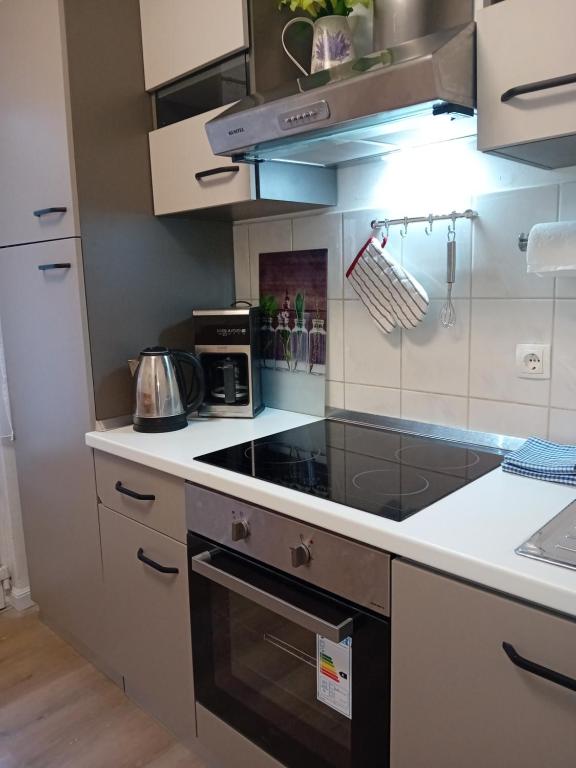 een keuken met een kookplaat en een oven bij Matteo in Supetarska Draga