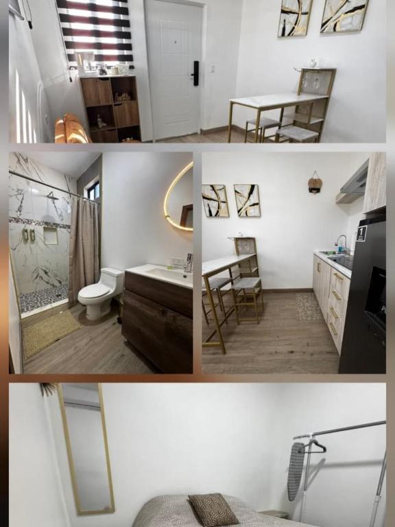 a collage of photos of a bathroom and a kitchen at Departamento Sol in Heroica Nogales