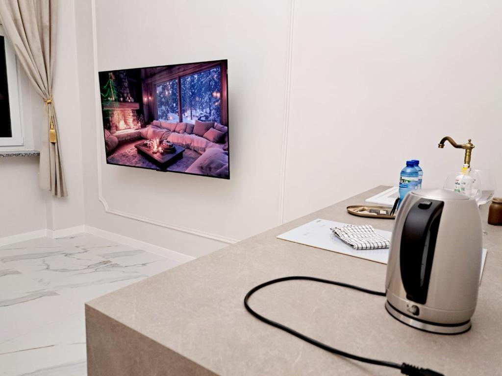 TV a/nebo společenská místnost v ubytování Poznaj Mickiewicza 2