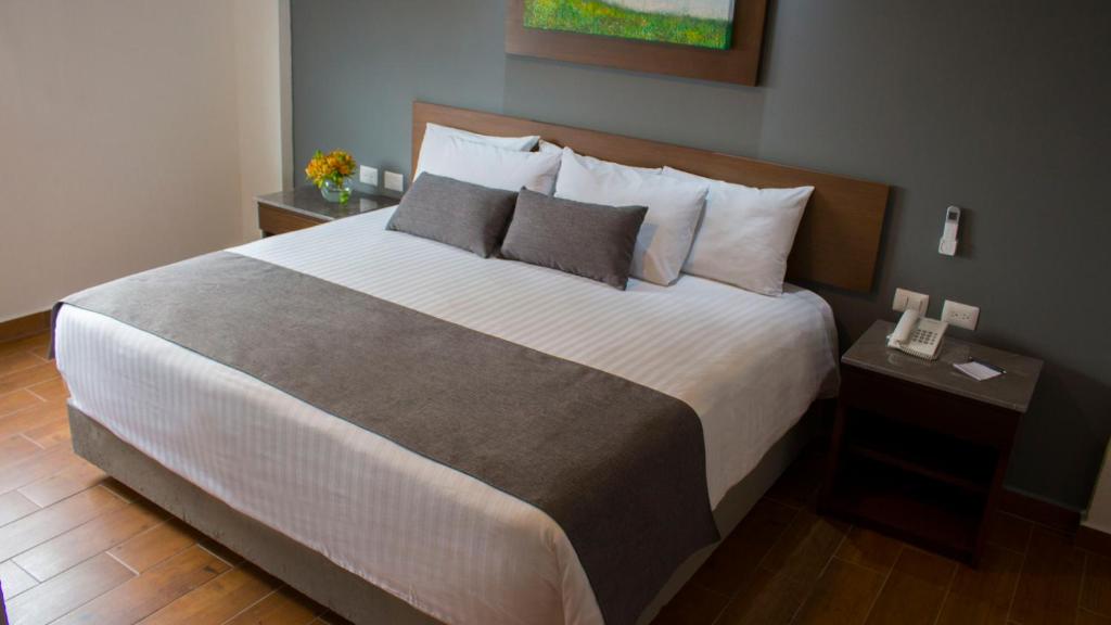 Postel nebo postele na pokoji v ubytování Eco Hotel Guadalajara Expo
