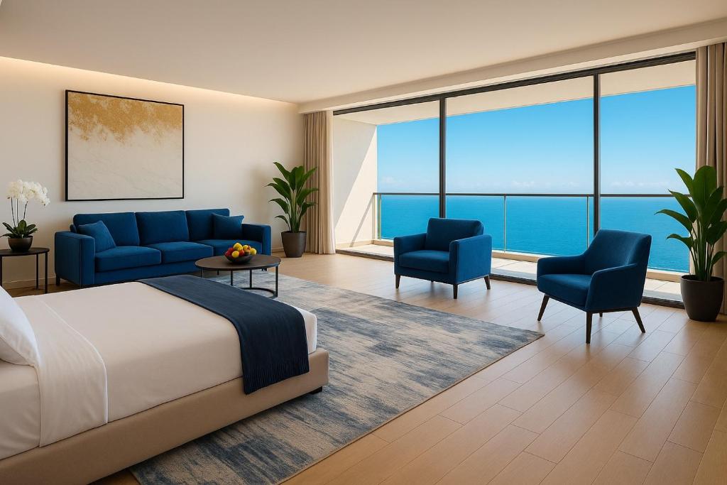 Giường trong phòng chung tại PANORAMA Resort - Center Suite & Sea view