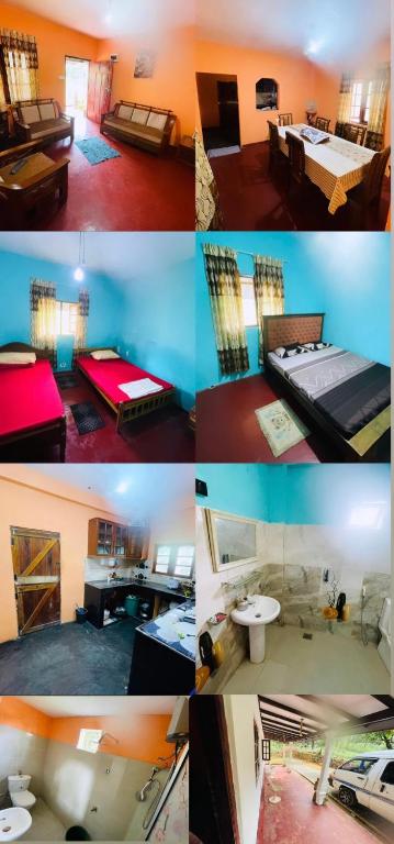 a collage of four pictures of a room at green view 5th mile in Norton Bridge