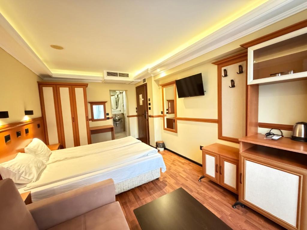 索非亚加利福尼亚酒店的一间配有床和电视的酒店房间