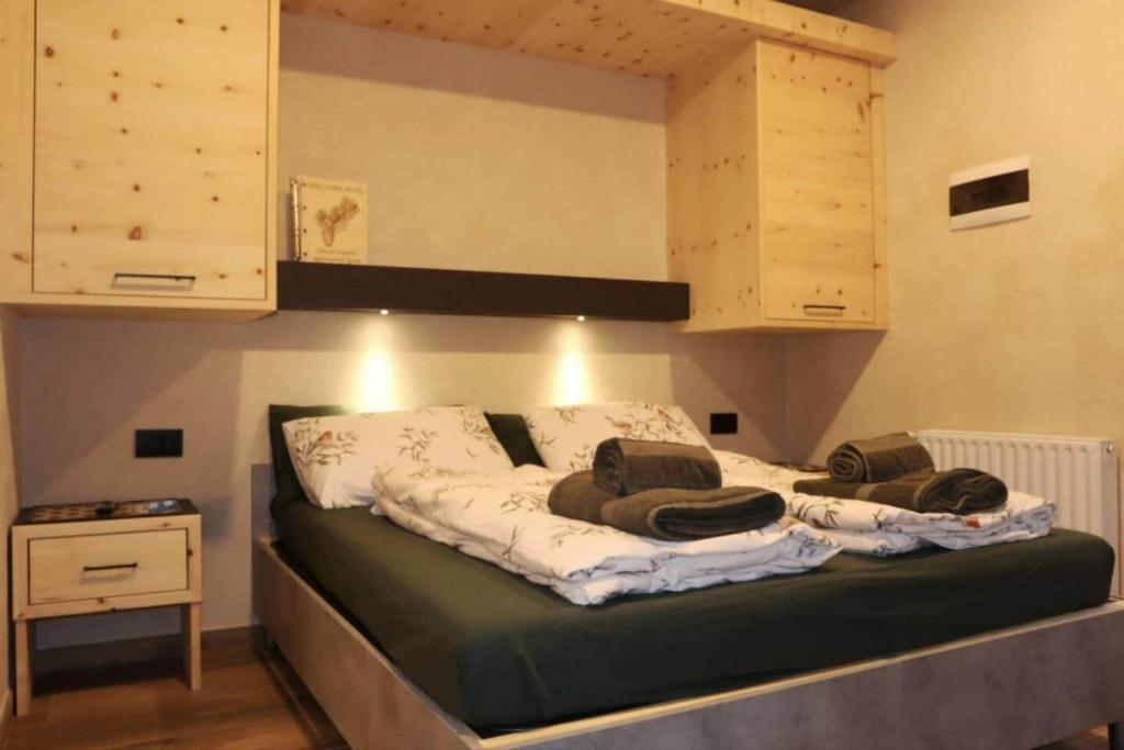 En eller flere senge i et værelse på Ciesa Le Crepedele - Miniappartamento Zirum