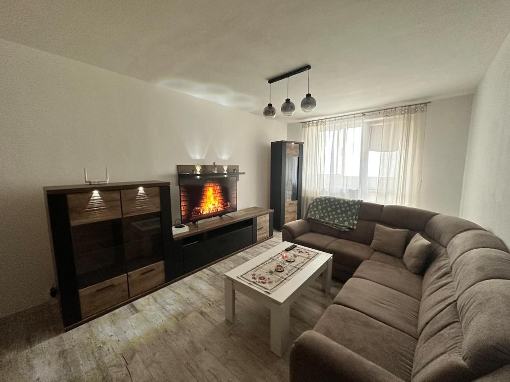 Posezení v ubytování 13th Floor SkyView Apartment High Tatras