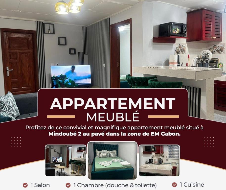 een advertentie voor een appartementmodule in een woonkamer bij Résidence Azur in Libreville