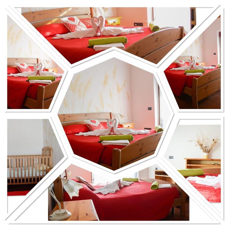 a collage of four pictures of beds in a room at Villa Nataly in Crosano