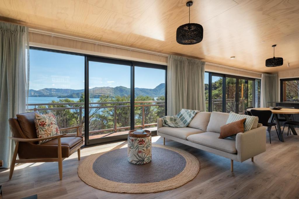 Posezení v ubytování Kahikatea Bay Retreat