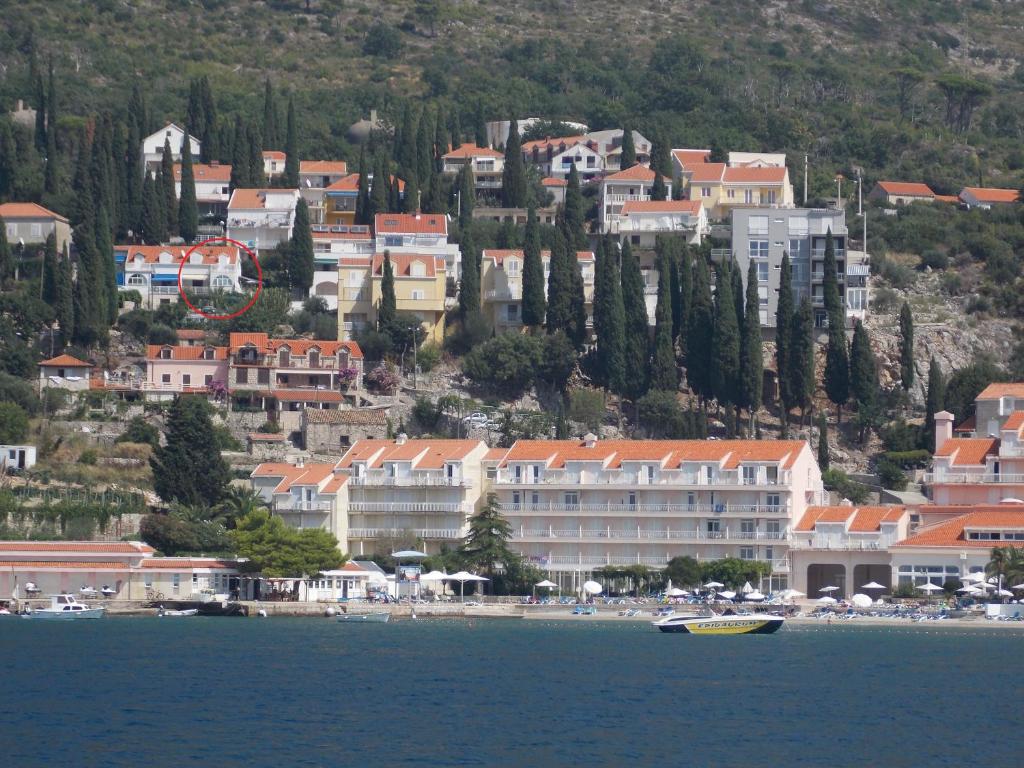 una città sulla riva di un corpo d'acqua di Apartments Zulic a Cavtat