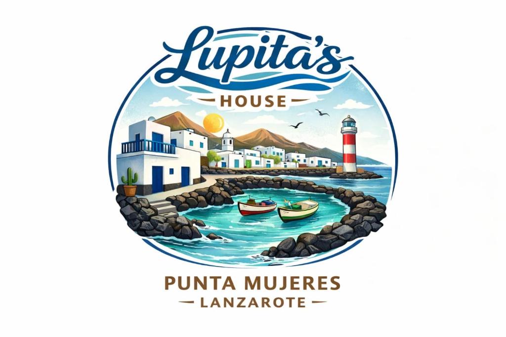 un'etichetta per un faro e barche in acqua di Lupita's House a Punta de Mujeres