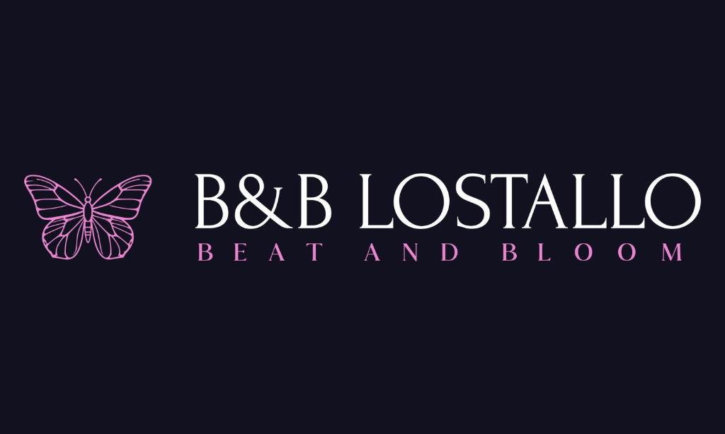 a purple and white butterfly logo on a black background at B&B Lostallo Beat and Bloom in Lostallo
