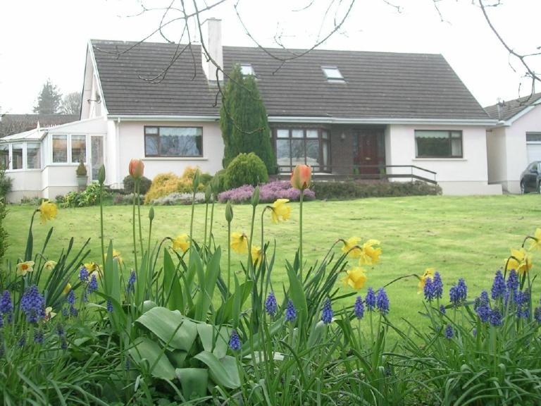 a house with flowers in front of a yard at Glen na Smole in Wicklow