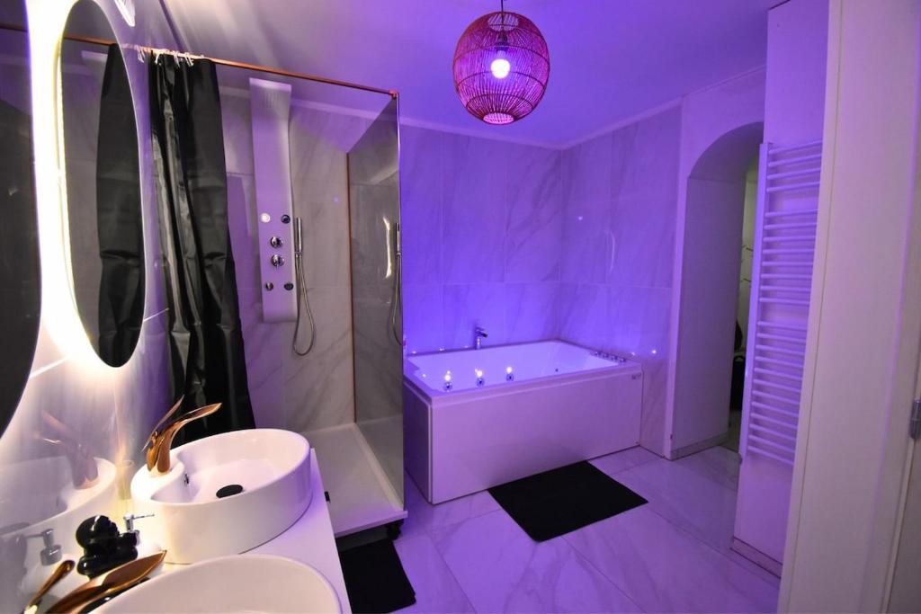 Koupelna v ubytování Le Sanctuaire Hirson, Spa Privatif, Sauna