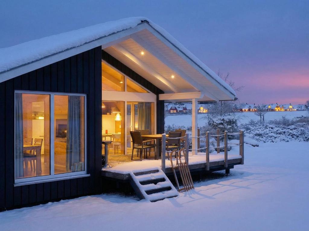 Schwarzes Holzferienhaus mit Sauna -- L I E B L I N G S P L A T Z -- an der Ostsee, Zierow bei Wismar, Strand 500m, alles inklusive v zimě