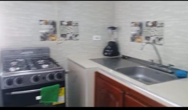 a small kitchen with a stove and a sink at Casa Nobsa ArteSana in Nobsa