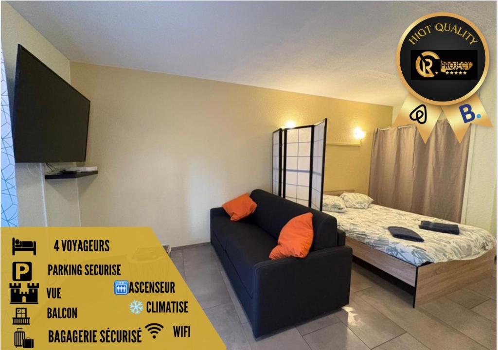 Et tv og/eller underholdning på Havre de paix studio parking