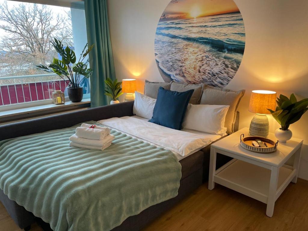 Giường trong phòng chung tại SunsetRetreat in Seenähe