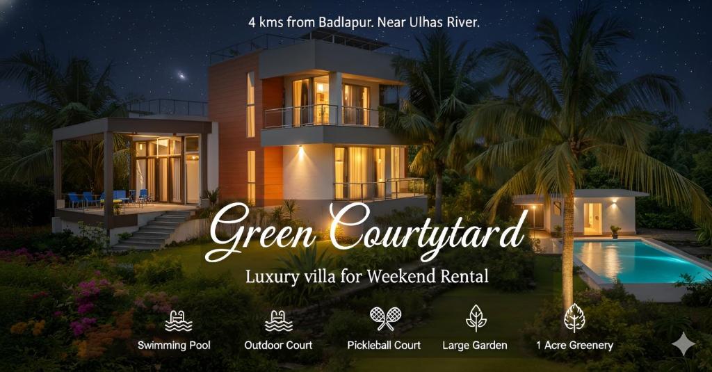 une luxueuse villa centenaire verdoyante à louer pour le week-end dans l'établissement Green Courtyard Luxury Villa, à Badlapur