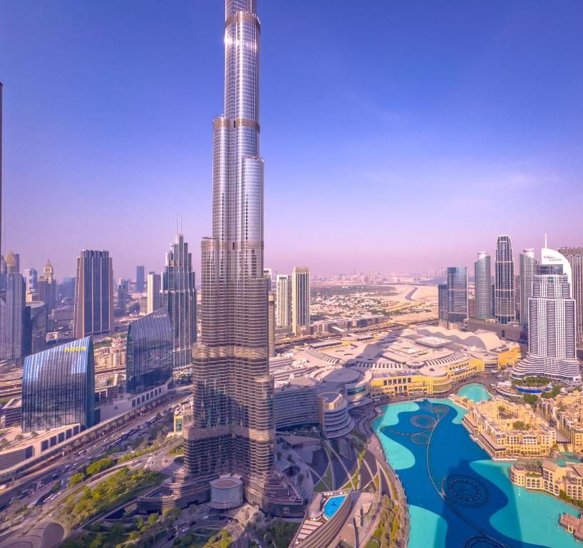 Nespecifikovaný výhled na destinaci Dubaj nebo výhled na město při pohledu z apartmánu