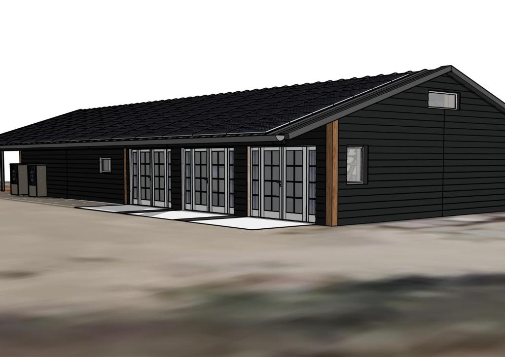 una rappresentazione di un edificio con garage di De Hombrake, Bed & Breakfast a Wilp