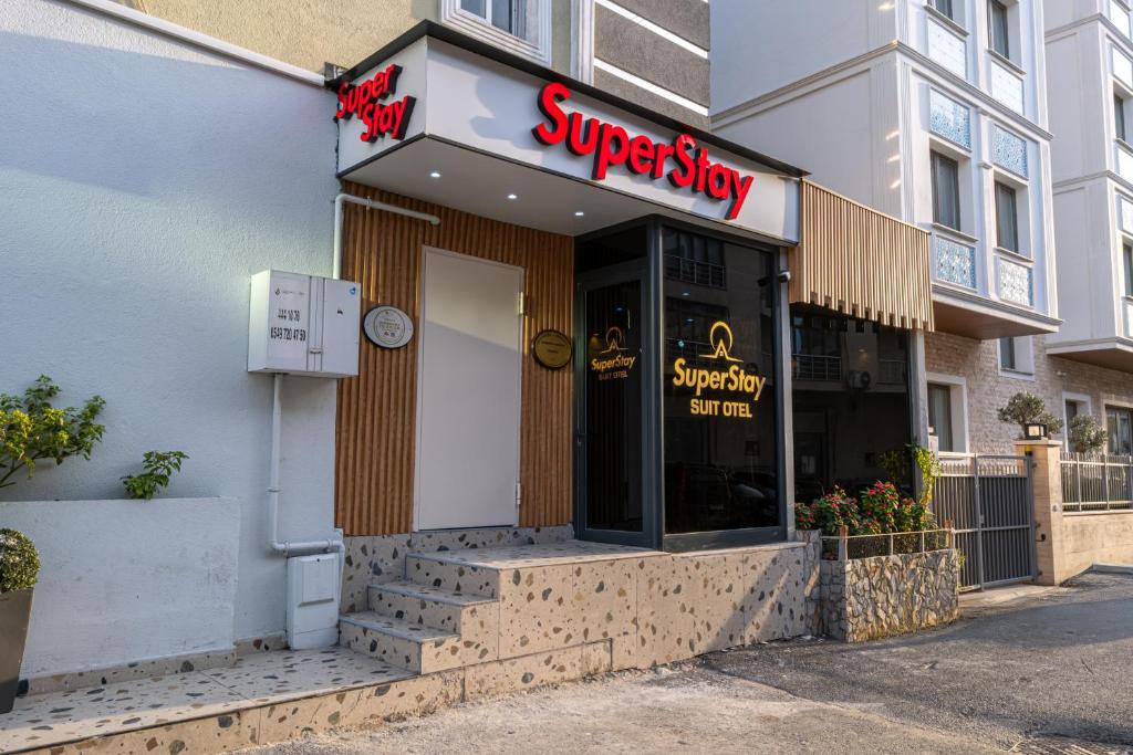 a store with a sign on the front of a building at Stay Suite Hotel in Istanbul