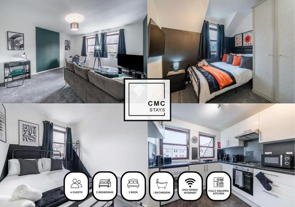 En eller flere senge i et værelse på Modern 2-Bed Apartment in Fraserburgh - Free Parking