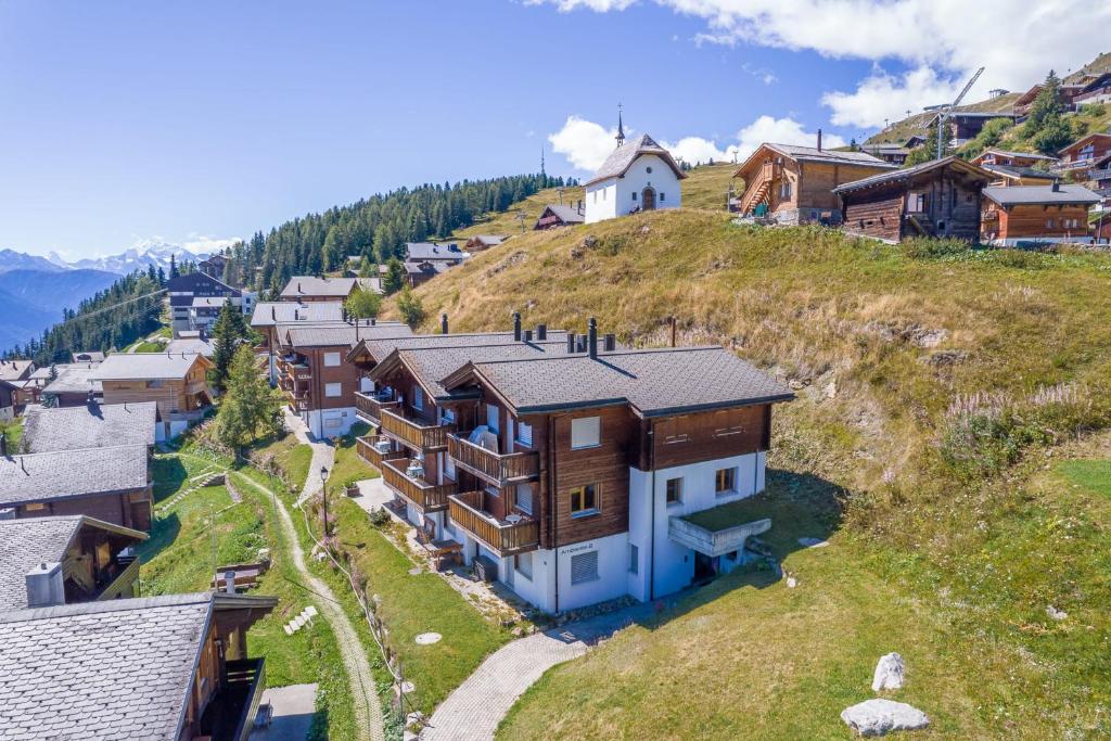 een dorp op een heuvel met een huis bij Ambiente B12 in Bettmeralp