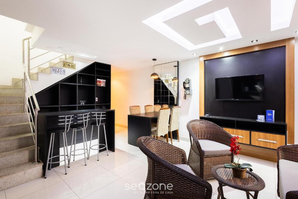 Et tv og/eller underholdning på Apto c/ Churrasqueira e Jacuzzi CCG1403