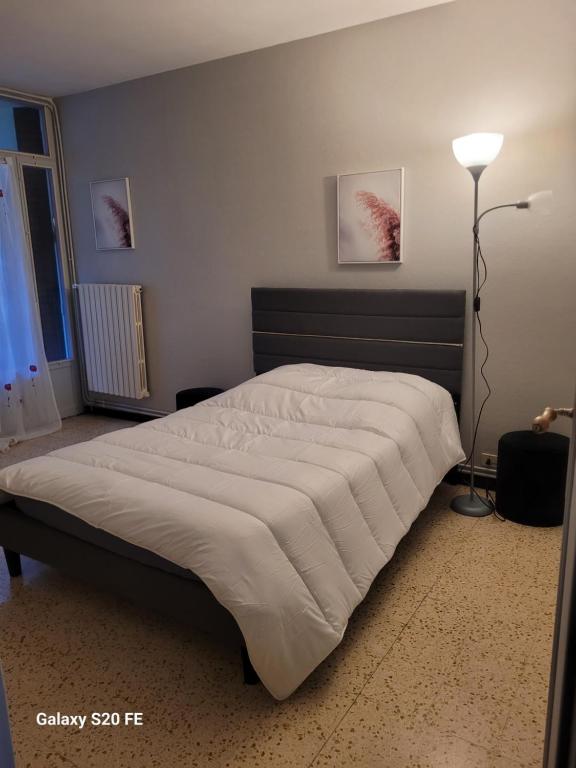 een slaapkamer met een groot bed in een kamer bij Mat68 in Nîmes