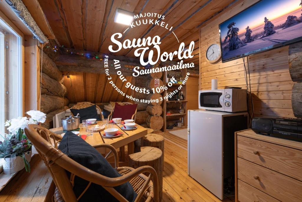 Posezení v ubytování Kuukkeli Apartments Pikku-Hirvas ja Porotokka